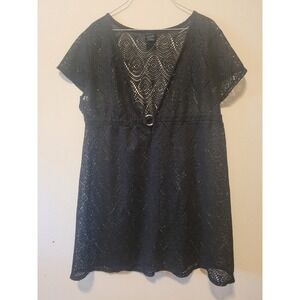 Catalina Swimsuit Cover Up Size XL Women's Black Front Ring Accent